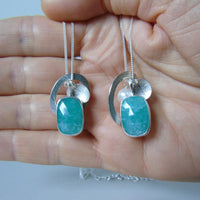 silver leaf and Amazonite charm necklace