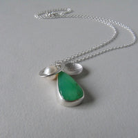 silver leaf and chrysoprase necklace