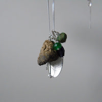 silver leaf and single porcelain pod necklace #2