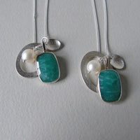 silver leaf and Amazonite charm necklace