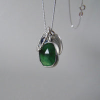 silver leaf and serpentine necklace