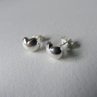 silver nugget heart studs
