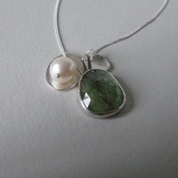 silver leaf and prehnite charm necklace