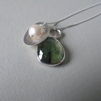 silver leaf and prehnite charm necklace