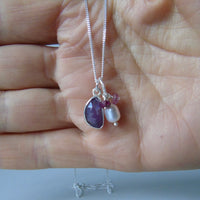 silver pink sapphire necklace