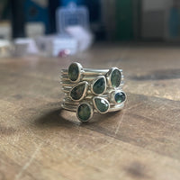 silver ring with pear green sapphire - ORDER
