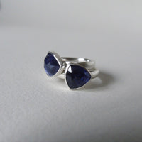 silver ring with trillion iolite