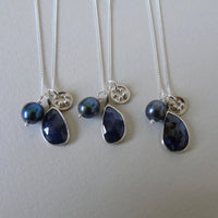 silver moonlit night sapphire necklace