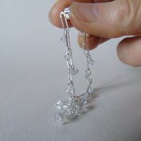 Long drop silver and aquamarine earrings