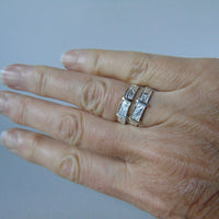 silver 'christening bangle' ring with gold detail