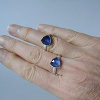 silver ring with trillion iolite