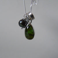 silver leaf and green tourmaline necklace