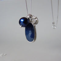 silver moonlit night sapphire necklace