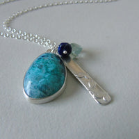 silver planet earth chrysocolla necklace