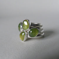 silver ring with freeform green sapphire