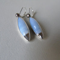 silver Peruvian blue opal earrings