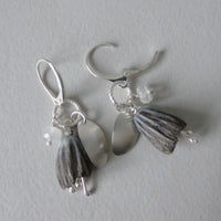 silver leaf and porcelain pod earrings