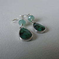 silver dangle earrings with opal, agate or emerald