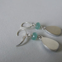 silver dangle earrings with opal, agate or emerald