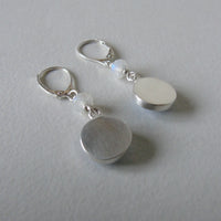 silver dangle earrings with opal, agate or emerald