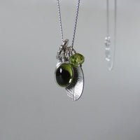 silver leaf and peridot necklace