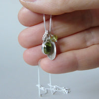 silver leaf and peridot necklace