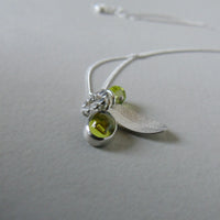 silver leaf and peridot necklace