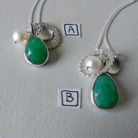 silver leaf and chrysoprase necklace