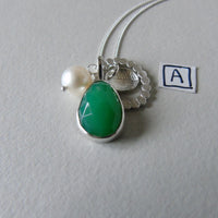 silver leaf and chrysoprase necklace