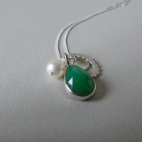 silver leaf and chrysoprase necklace