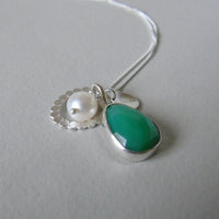 silver leaf and chrysoprase necklace