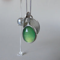 silver leaf and serpentine necklace