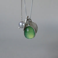 silver leaf and serpentine necklace