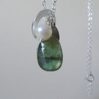 silver leaf and prehnite charm necklace