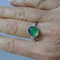 silver ring with freeform cloudy serpentine