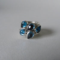 silver ring with pear London blue topaz