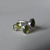 silver ring with freeform vesuvianite