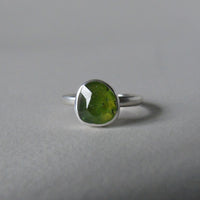 silver ring with freeform vesuvianite