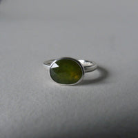 silver ring with freeform vesuvianite