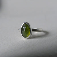 silver ring with freeform vesuvianite