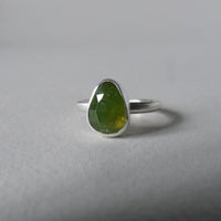 silver ring with freeform vesuvianite