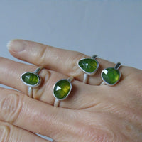 silver ring with freeform vesuvianite