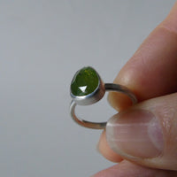 silver ring with freeform vesuvianite