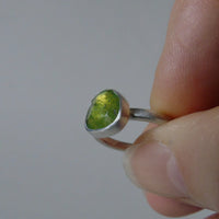 silver ring with freeform vesuvianite