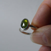 silver ring with freeform vesuvianite