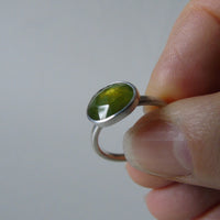 silver ring with freeform vesuvianite