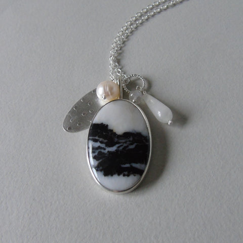 silver winter landscape necklace