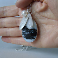 silver winter landscape necklace