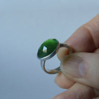 silver ring with freeform cloudy serpentine