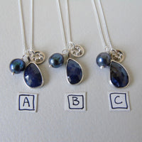 silver moonlit night sapphire necklace